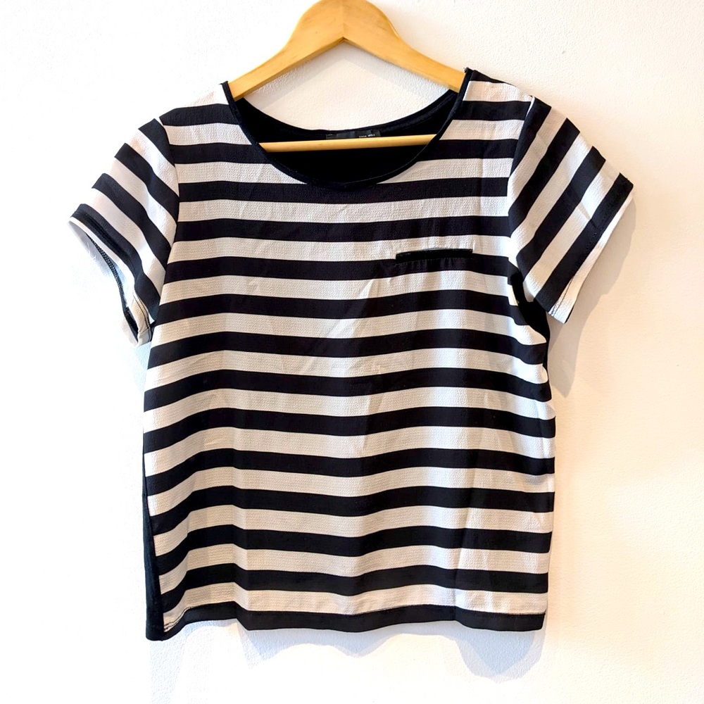 ZARA Black & White striped top
